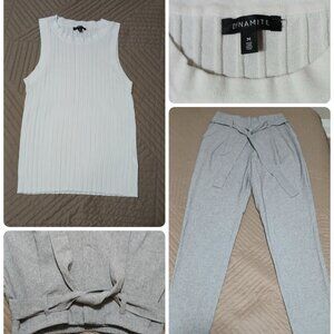White Dynamite Tank Top with Streetwear Society Grey Dress Pants ,Medium Set